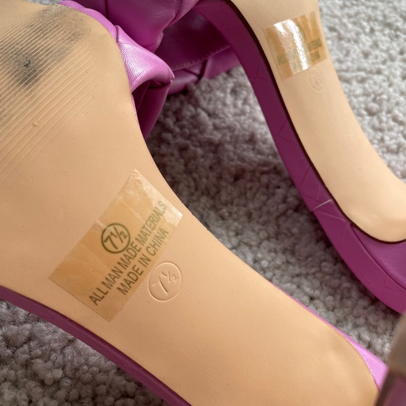 Olivia Ferguson Quilted Woven Lilac Purple High Heels, Size 7.5 Open Square Toe - Picture 10 of 15